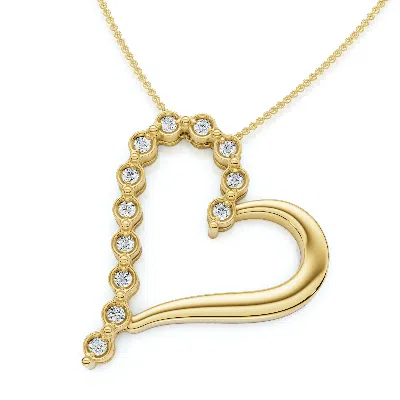 Pompeii3 Diamond Heart Pendant Gold Necklace Lab Grown 18"