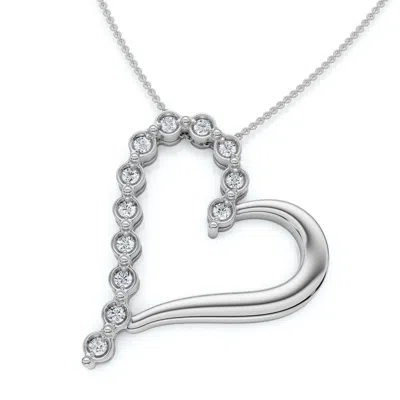 Pompeii3 Diamond Heart Pendant Gold Necklace Lab Grown 18" In White