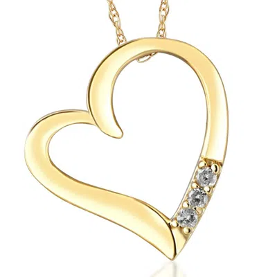 Pompeii3 Diamond Heart Pendant Necklace 3-stone 10k Yellow Gold In Multi