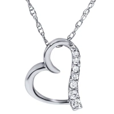 Pompeii3 Diamond Heart Shape Pendant 10k White Gold In Silver