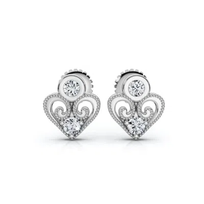 Pompeii3 Diamond Heart Studs 14k White, Yellow, Or Rose Gold Lab Grown Women's Earrings In Transparent