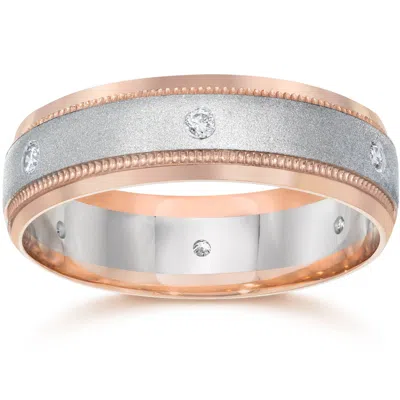 Pompeii3 Diamond Mens Two Tone 14k Rose Gold Wedding Band In Multi