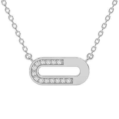 Pompeii3 Diamond Paper Pendant 14k Gold 18" Necklace Lab Grown 1/2" Wide In Silver