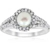 Pompeii3 Diamond Pearl Halo Ring 14k White Gold In Multi