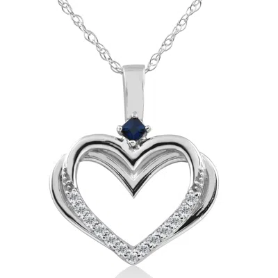 Pompeii3 Diamond Sapphire Heart Pendant Yellow White Or Rose Gold Designer Veronica Wu In Black