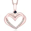 Pompeii3 Diamond Sapphire Heart Pendant Yellow White Or Rose Gold Designer Veronica Wu In Pink