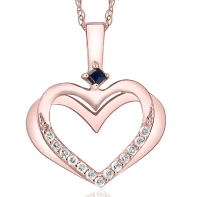 Pompeii3 Diamond Sapphire Heart Pendant Yellow White Or Rose Gold Designer Veronica Wu In Pink