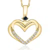 Pompeii3 Diamond Sapphire Heart Pendant Yellow White Or Rose Gold Designer Veronica Wu In Silver