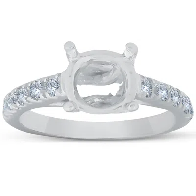 Pompeii3 Diamond Semi Mount 14k White Gold Engagement Setting In Silver