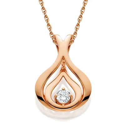 Pompeii3 Diamond Solitaire Pendant & Chain 14k Rose Gold 5/8" Tall In Multi