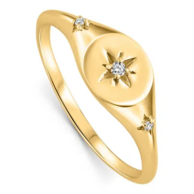 Pompeii3 Diamond Starburst Stackable Ring 14k Yellow Gold In White