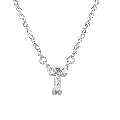 Pompeii3 Diamond "t" Initial Pendant 18" Necklace 14k White Gold Lab Grown