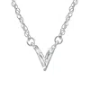 Pompeii3 Diamond "v" Initial Pendant 18" Necklace 14k White Gold Lab Grown In Silver