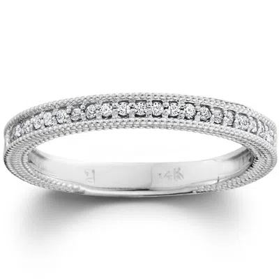 Pompeii3 Diamond Wedding Ring 1/5ctw Womens Stackable Diamond Band 10k White Gold In Multi