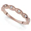 Pompeii3 Diamond Wedding Ring With Antique Design 14k Gold Lab Grown Stackable Band In Multi