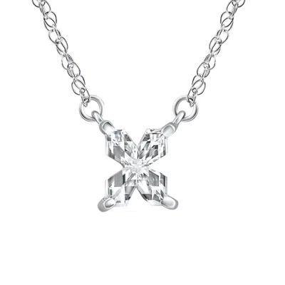 Pompeii3 Diamond "x" Initial Pendant 18" Necklace 14k White Gold Lab Grown In Metallic