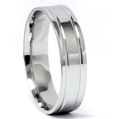 Pompeii3 Double Inlay Wedding Band 950 Platinum Size Selectable In Multi