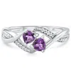Pompeii3 Duo Amethyst Heart White Gold Diamond Ring Size: 6.5