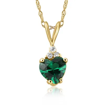 Pompeii3 Emerald & Diamond Heart Pendant Necklace In 14k White Or Yellow Gold
