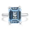 Pompeii3 Emerald Cut Aquamarine Solitaire Sandi Ring Platinum 12mm Lab Grown Size: 5