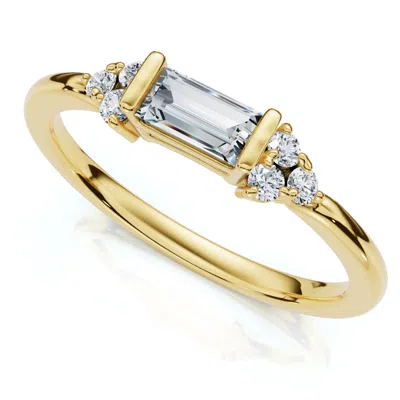 Pompeii3 Emerald Diamond Stackable Wedding Ring Women's Anniversary Band 14k Gold In Silver
