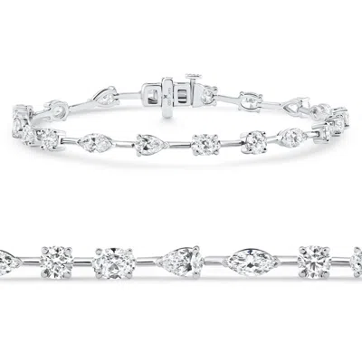 Pompeii3 E/vs 5ct Mixed Cut Diamond Tennis Bracelet 7" 14k White Gold Lab Grown In Metallic