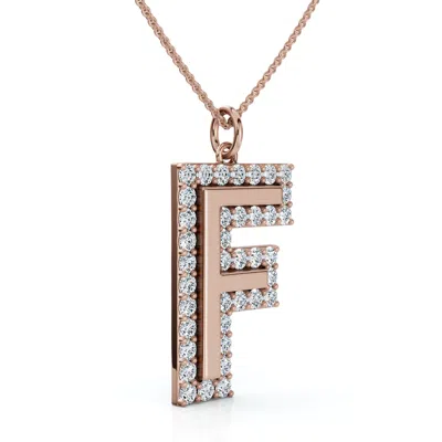 Pompeii3 F Initial Diamond Pendant 1 1/3ct Tw 1" Tall 14k Gold Women's Necklace Lab Grown In Multi
