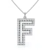 Pompeii3 F Initial Diamond Pendant 1 1/3ct Tw 1" Tall 14k Gold Women's Necklace Lab Grown In White