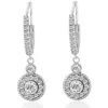 Pompeii3 F/g Si 3/4 Dangle Diamond Halo Vintage Hoops 18k White Gold 1" Tall In Multi