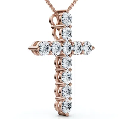 Pompeii3 F/vs 1.25ct Diamond Cross 14k Gold 18" Necklace 1" Tall In Multi