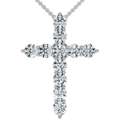 Pompeii3 F/vs 1.25ct Diamond Cross 14k Gold 18" Necklace 1" Tall In White