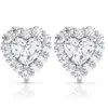 Pompeii3 F/vs 1.30ct Heart Shape Diamond Halo Studs White Or Yellow Gold Lab Grown In Silver