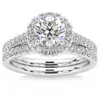 Pompeii3 F/vs 1.50ct Halo Diamond Engagement Wedding Ring Set 14k Gold Lab Grown In Multi