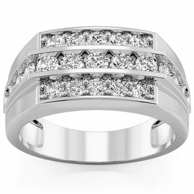 Pompeii3 F/vs 1.50ct Men's Diamond Wedding Annivesary Ring Gold Lab Grown In Silver