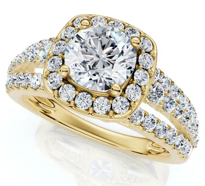 Pompeii3 F/vs 1.50ct Multi Row Diamond Cushion Halo Engagement Ring 14k Gold Lab Grown In Silver