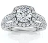 Pompeii3 F/vs 1.50ct Multi Row Diamond Cushion Halo Engagement Ring 14k Gold Lab Grown In Multi