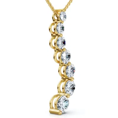 Pompeii3 F/vs 3ct Diamond Journey Pendant Gold Women's Necklace Lab Grown