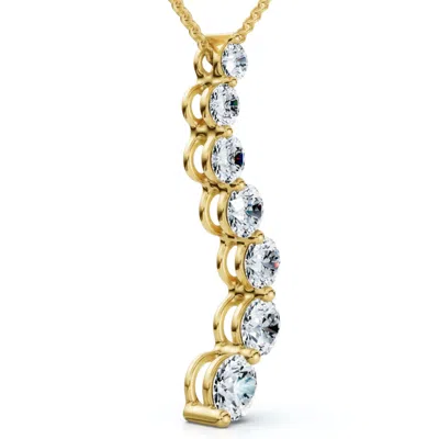 Pompeii3 F/vs 3ct Diamond Journey Pendant Gold Women's Necklace Lab Grown