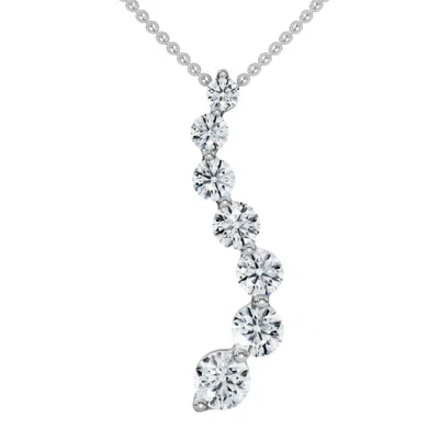 Pompeii3 F/vs 3ct Diamond Journey Pendant Gold Women's Necklace Lab Grown In White