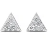 Pompeii3 G/vs 14k White Gold Triangle Pave .12ct Diamond Delicate Studs Womens Earrings In Silver