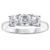 Pompeii3 G/vs 1.75ct Asscher Cut Moissanite 3-stone Engagement Ring 14k White Gold In Silver