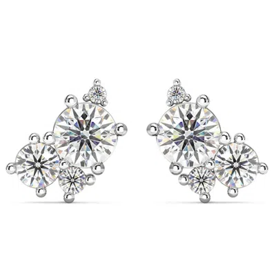Pompeii3 G/vs 2.50ct Diamond Studs Bouquet Earrings 14k Gold Lab Grown 11.5mm In Silver