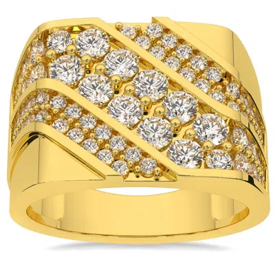 Pompeii3 G/vs 2.50ct Men's Diamond Ring 10k Yellow Gold Lab Grown In Silver