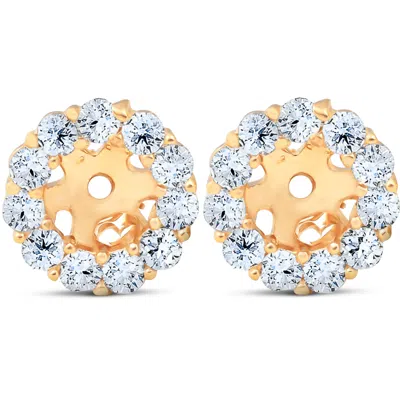 Pompeii3 Halo Diamond Earring Jackets 14k Yellow Gold (4mm) In Multi