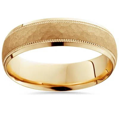 Pompeii3 Hammered 6mm Wedding Band 10k Yellow Gold Size Selectable In Multi
