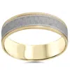 Pompeii3 Hammered Two Tone Wedding Band 14k Gold 6mm Flat In Silver