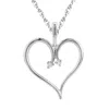 Pompeii3 Heart Diamond Pendant & Chain 10 Karat White Gold 1"tall In Multi