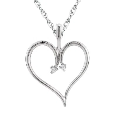 Pompeii3 Heart Diamond Pendant & Chain 10 Karat White Gold 1"tall In Multi