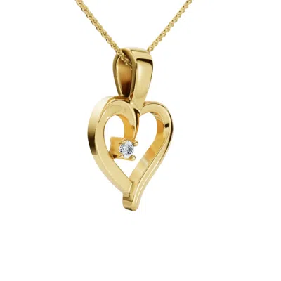 Pompeii3 Heart Shape Solitaire Diamond Pendant Necklace In 14k White Yellow Or Rose Gold In Brown