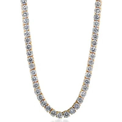 Pompeii3 Huge 23 Ct Diamond Tennis Necklace 14k Yellow Gold 18" In Multi